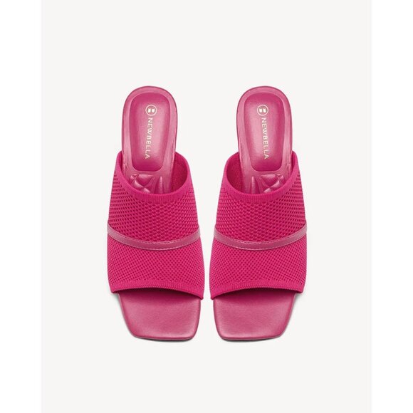 Mousse Fit Women's Mesh Heeled Sandals Slip On Square Toe Stiletto Mules Slides - Picture 5 of 5